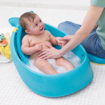 Skip Hop - Vaschetta da bagno ergonomica con tappetino MOBY 3 blu