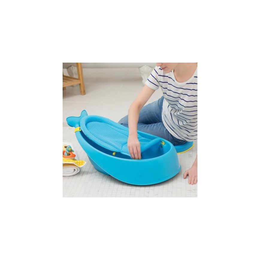 Skip Hop - Vaschetta da bagno ergonomica con tappetino MOBY 3 blu