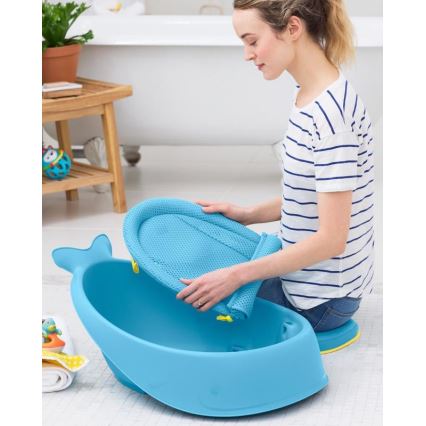 Skip Hop - Vaschetta da bagno ergonomica con tappetino MOBY 3 blu