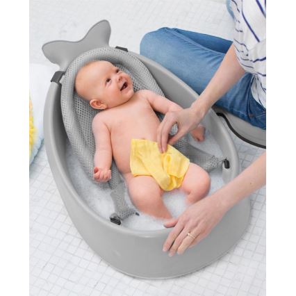 Skip Hop - Vaschetta da bagno ergonomica con tappetino MOBY 3 grigio