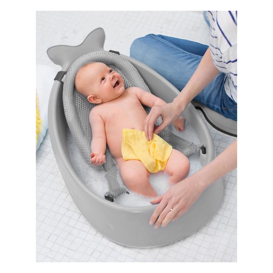 Skip Hop - Vaschetta da bagno ergonomica con tappetino MOBY 3 grigio