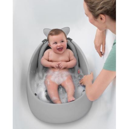 Skip Hop - Vaschetta da bagno ergonomica con tappetino MOBY 3 grigio
