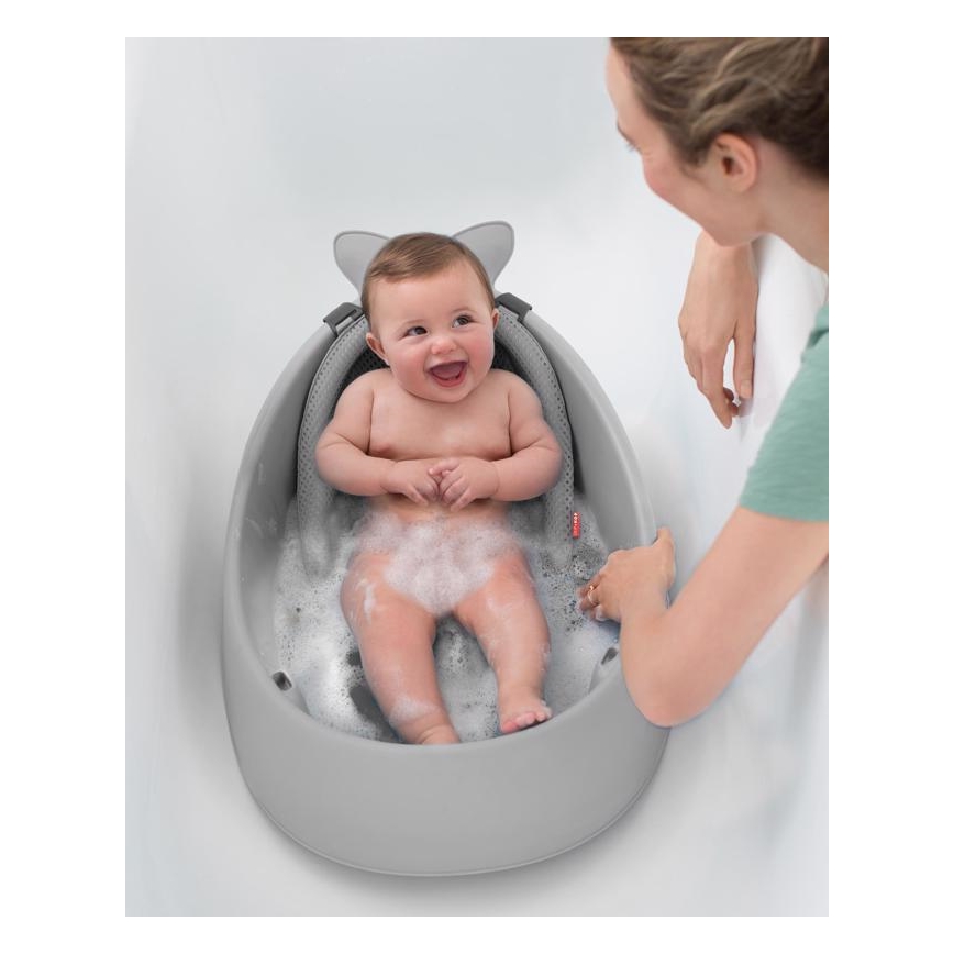 Skip Hop - Vaschetta da bagno ergonomica con tappetino MOBY 3 grigio