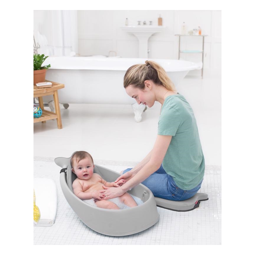 Skip Hop - Vaschetta da bagno ergonomica con tappetino MOBY 3 grigio