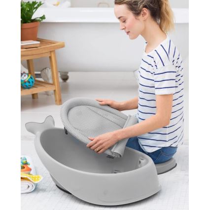 Skip Hop - Vaschetta da bagno ergonomica con tappetino MOBY 3 grigio
