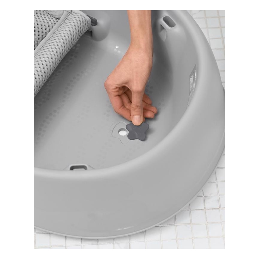 Skip Hop - Vaschetta da bagno ergonomica con tappetino MOBY 3 grigio