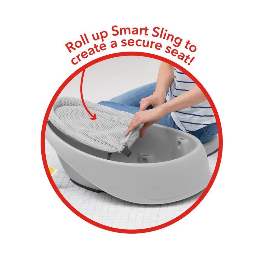 Skip Hop - Vaschetta da bagno ergonomica con tappetino MOBY 3 grigio
