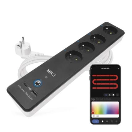 Smart estensione cavo con interruttore GoSmart 4Z + 1xUSB-A + 1xUSB-C 2 m Wi-Fi Tuya