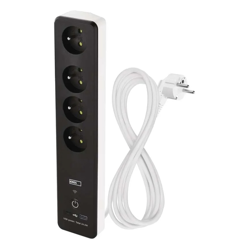 Smart estensione cavo con interruttore GoSmart 4Z + 1xUSB-A + 1xUSB-C 2 m Wi-Fi Tuya