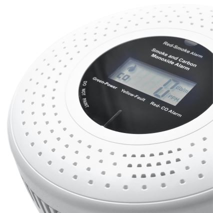 Rivelatore di fumo e monossido di carbonio con display LCD 2xAA