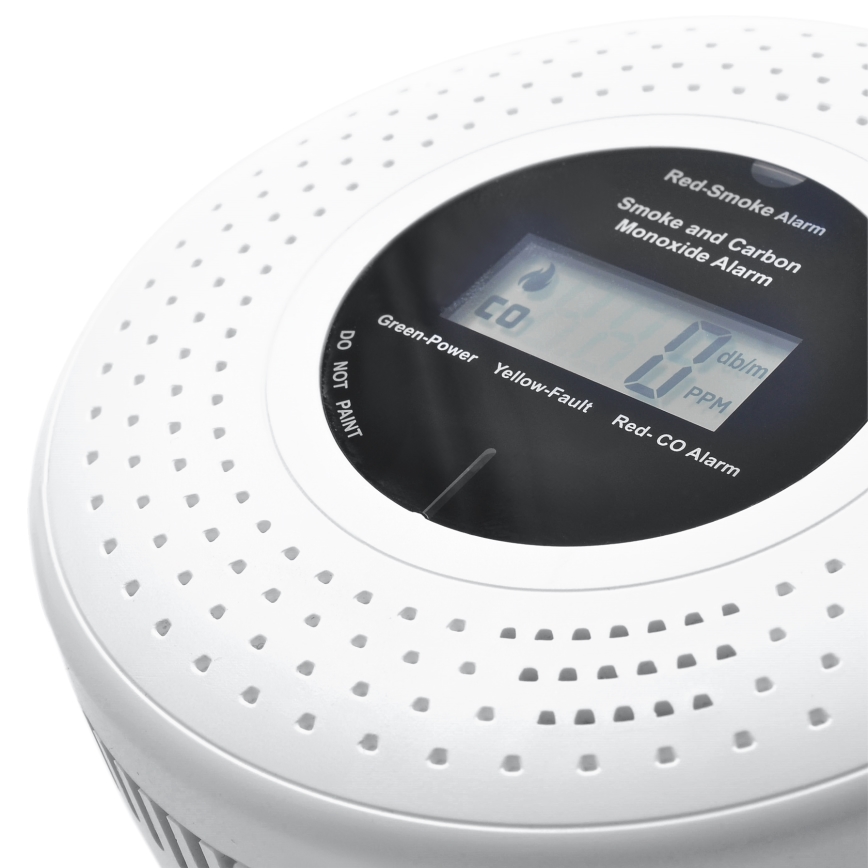 Rivelatore di fumo e monossido di carbonio con display LCD 2xAA