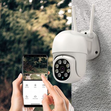 Telecamera da esterno con sensore, IP65, Wi‑Fi e compatibile con Tuya