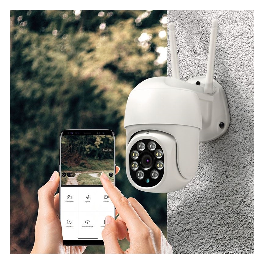 Telecamera da esterno con sensore, IP65, Wi‑Fi e compatibile con Tuya
