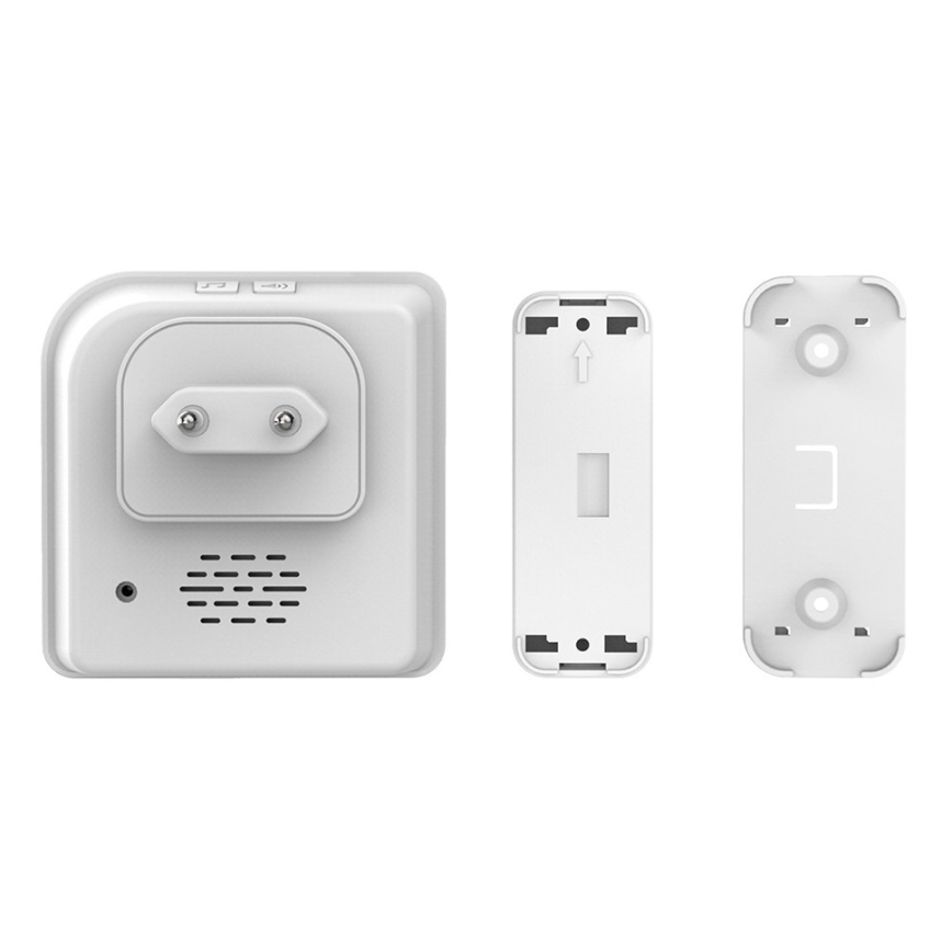 Campanello wireless con spina integrata 230V + 2x bottone 2xCR2032 IP56 bianco