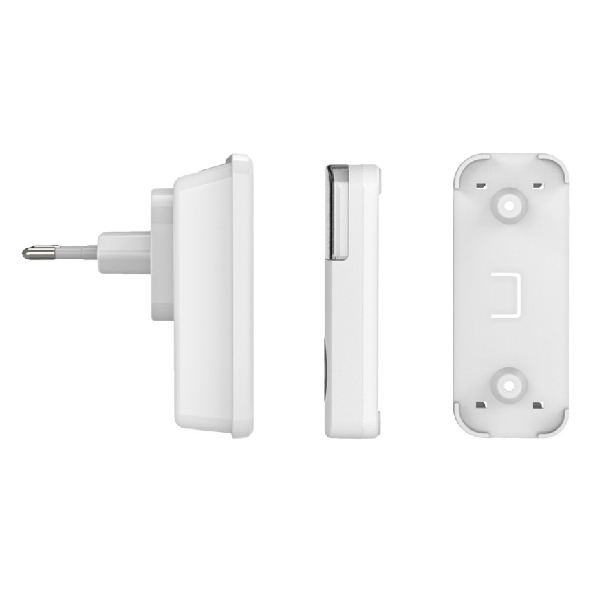Campanello wireless con spina integrata 230V + 2x bottone 2xCR2032 IP56 bianco