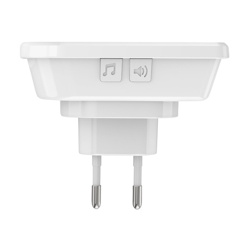 Campanello wireless con spina integrata 230V + 2x bottone 2xCR2032 IP56 bianco