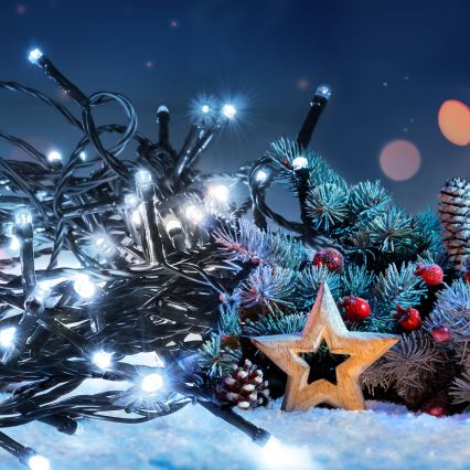 Catena luminosa LED da esterno 200xLED/8 funzioni 15m IP44 bianco freddo