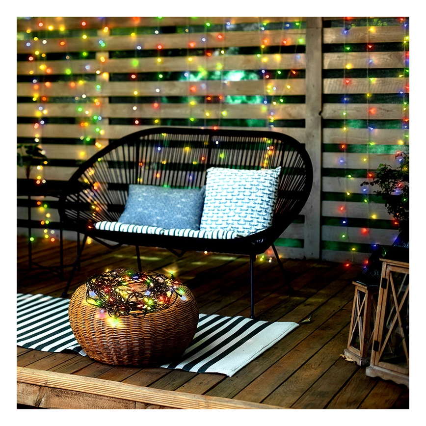 Catena luminosa natalizia LED per esterni 100xLED/8 funzioni IP44 13m multicolore