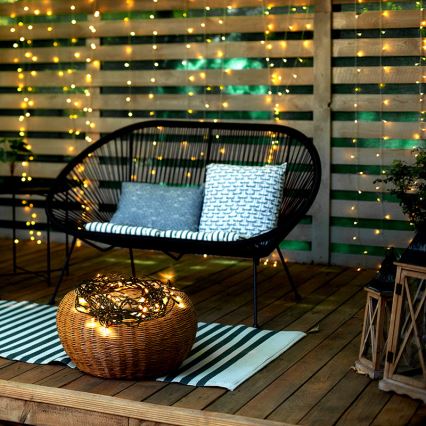 Catena luminosa LED per esterni, 100 LED, 8 funzioni, IP44, 13 m, bianco caldo
