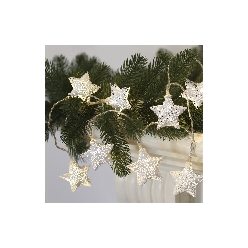 Catena luminosa a LED, 10 LED, alimentazione 2xAA, 2 m, bianco caldo