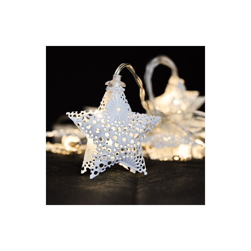 Catena luminosa a LED, 10 LED, alimentazione 2xAA, 2 m, bianco caldo