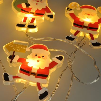 Catena di Natale a LED con ventose 6xLED/2xAA 1,2m bianco caldo Babbo Natale