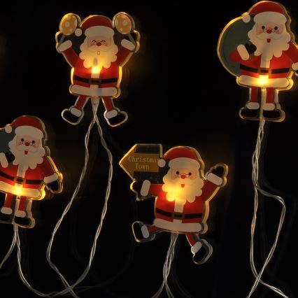 Catena di Natale a LED con ventose 6xLED/2xAA 1,2m bianco caldo Babbo Natale