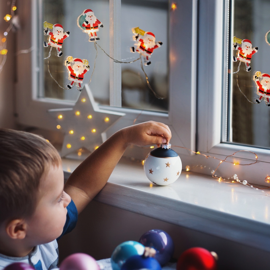 LED Catena luminosa di Natale con ventose 6xLED/2xAA 1,2m bianco caldo santa
