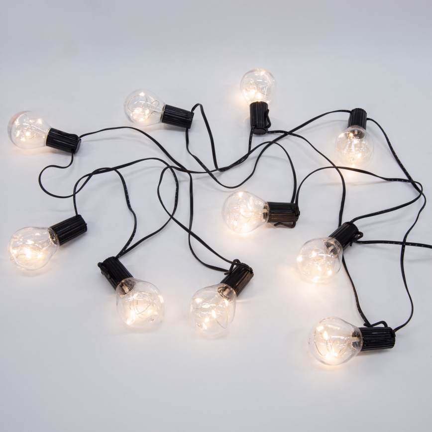 Catena decorativa LED da esterno GIRLANDA 10xLED/3xAA 3m IP44 bianco caldo