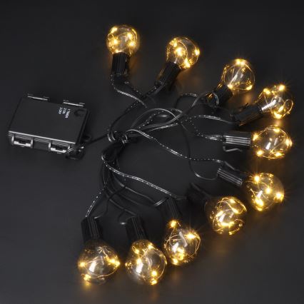 Catena decorativa LED da esterno GIRLANDA 10xLED/3xAA 3m IP44 bianco caldo