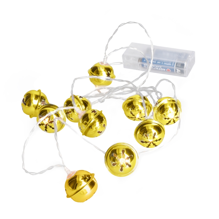 Catena luminosa LED 10xLED/2xAA/bianco caldo 1,8m con campanellini