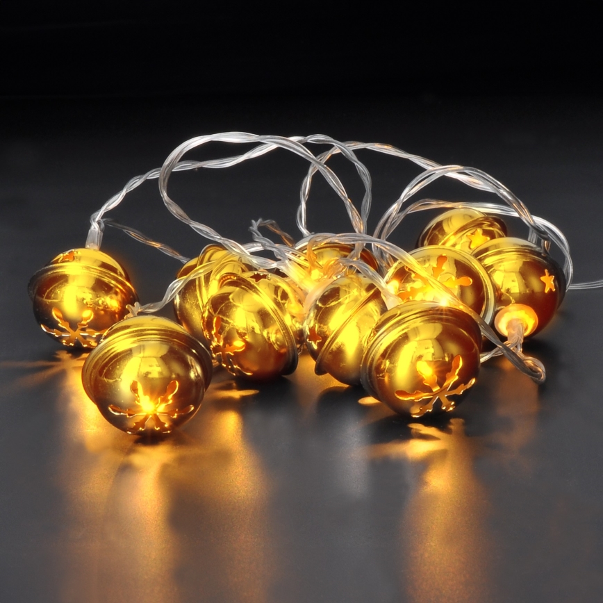 Catena luminosa LED 10xLED/2xAA/bianco caldo 1,8m con campanellini