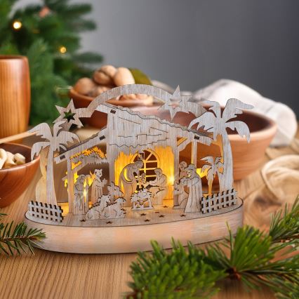 Decorazione natalizia LED LED/2xAA/bianco caldo presepe