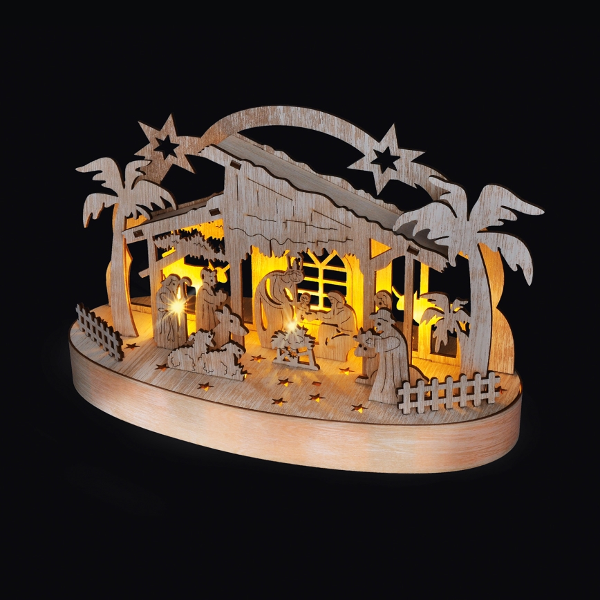 Decorazione natalizia LED LED/2xAA/bianco caldo presepe