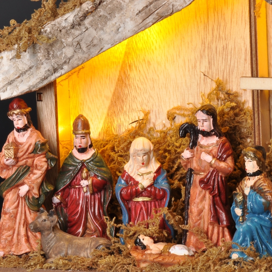 Decorazione natalizia LED LED/2xAA/bianco caldo presepe