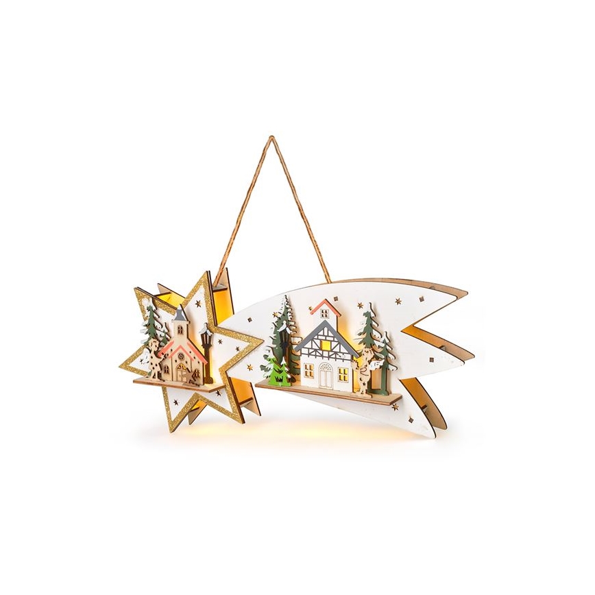 Decorazione natalizia a LED cometa, 10 LED, alimentazione 2x batterie AA