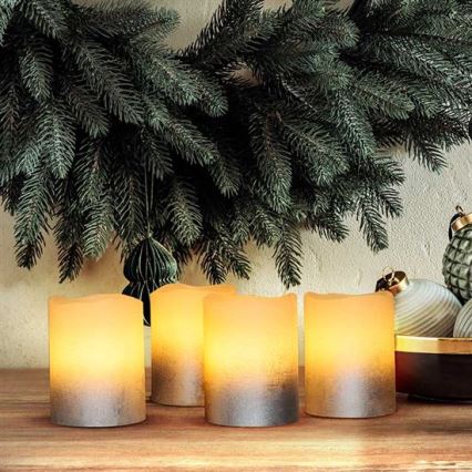 Set da 4 candele LED in cera naturale LED/1xCR2032, bianco caldo
