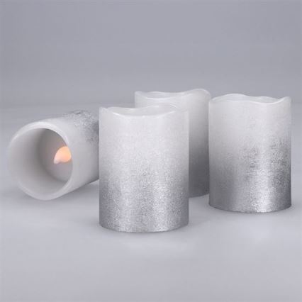 Set da 4 candele LED in cera naturale LED/1xCR2032, bianco caldo