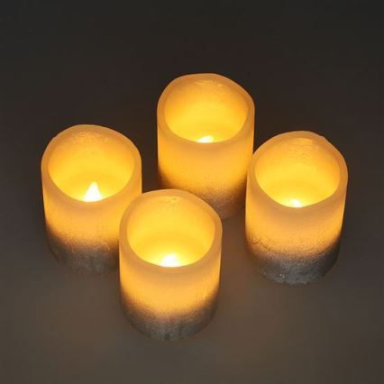 Set da 4 candele LED in cera naturale LED/1xCR2032, bianco caldo