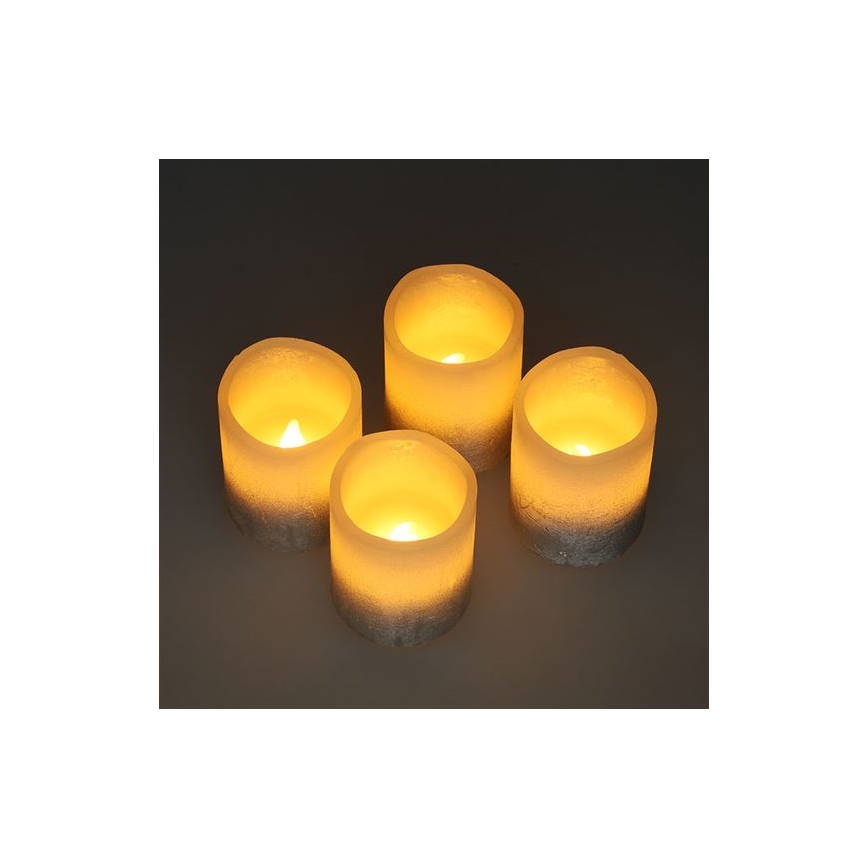 Set da 4 candele LED in cera naturale LED/1xCR2032, bianco caldo