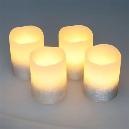 Set da 4 candele LED in cera naturale LED/1xCR2032, bianco caldo
