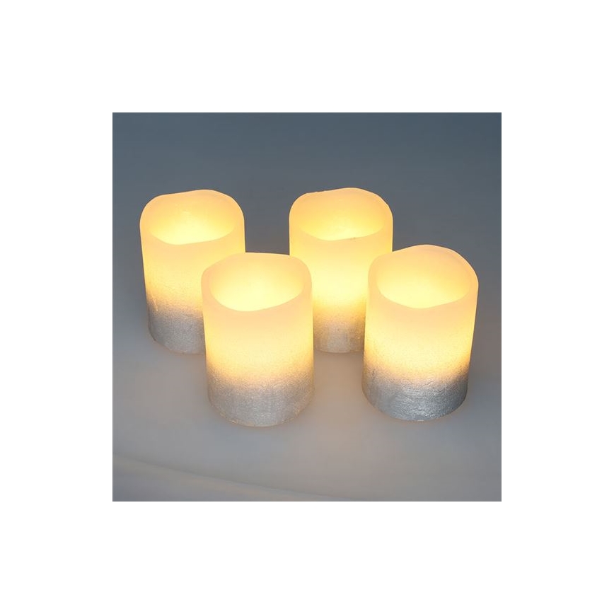 Set da 4 candele LED in cera naturale LED/1xCR2032, bianco caldo