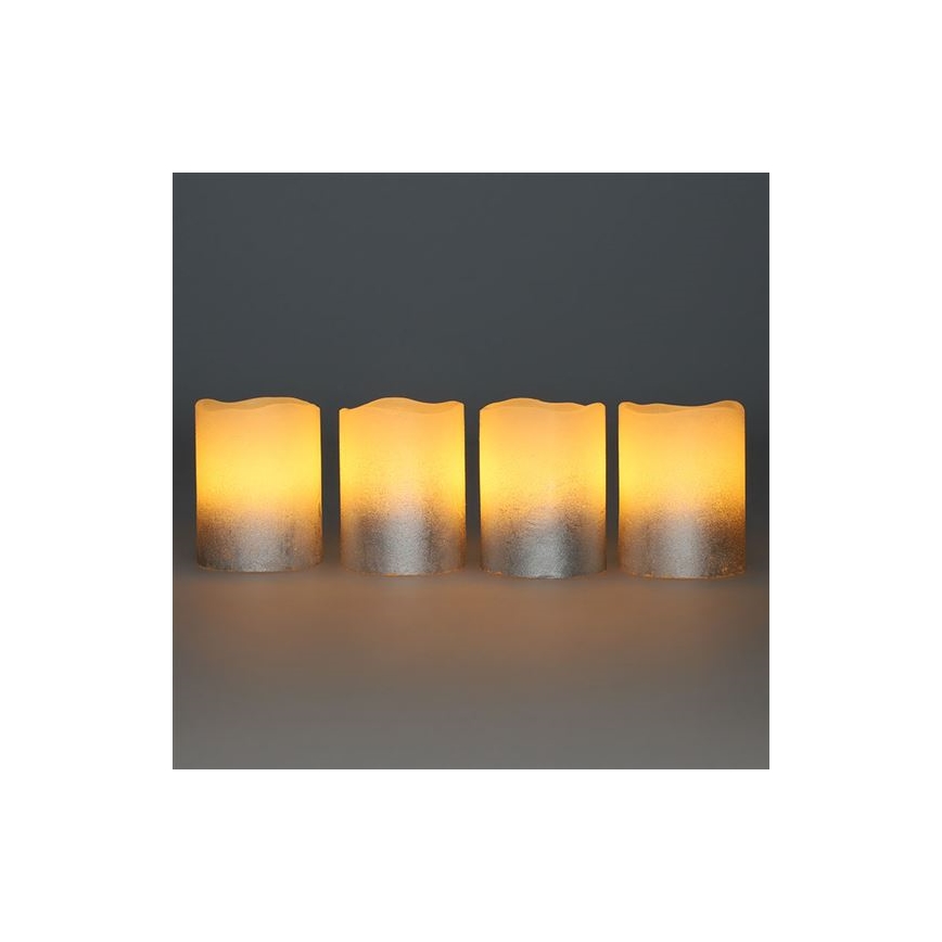 Set da 4 candele LED in cera naturale LED/1xCR2032, bianco caldo