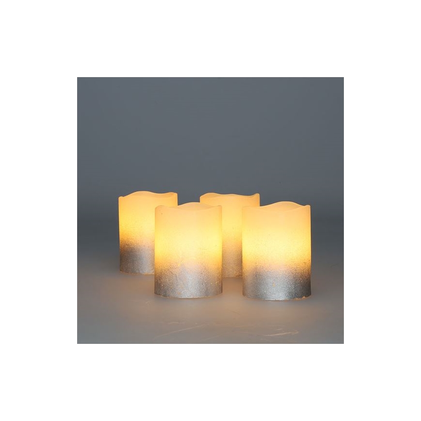Set da 4 candele LED in cera naturale LED/1xCR2032, bianco caldo