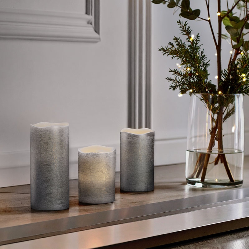 Set da 3 candele LED, alimentazione 3x AAA, luce calda