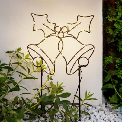 Decorazione natalizia LED da esterno 100x LED/3x AA IP44 bianco caldo campanelle