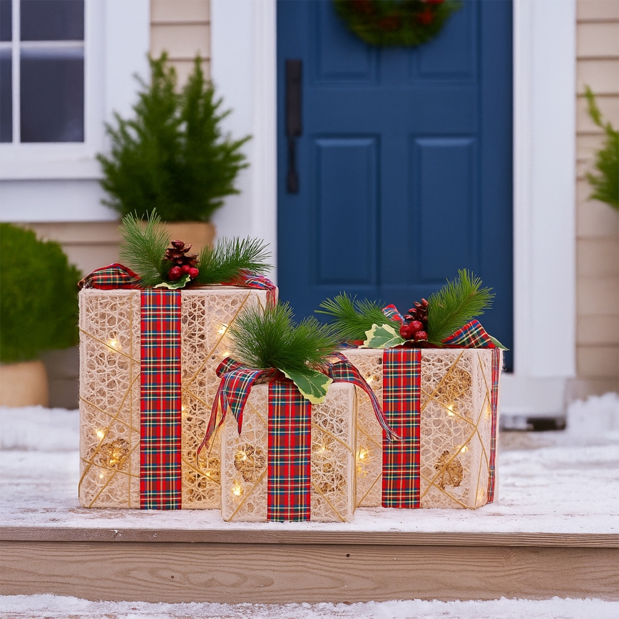 Set 3x LED regalo di Natale 48xLED/3,6W/230V IP44 bianco caldo