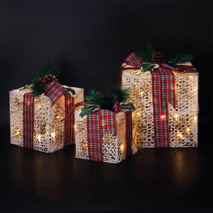 Set 3x LED regalo di Natale 48xLED/3,6W/230V IP44 bianco caldo