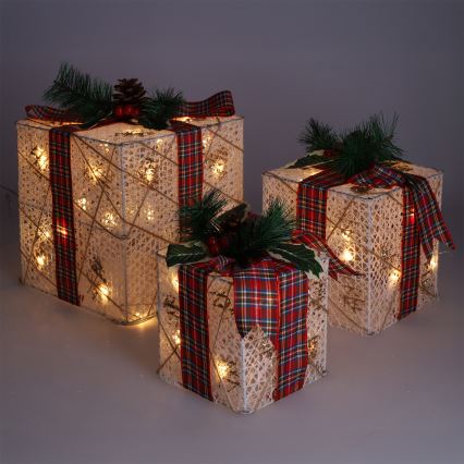 Set 3x LED regalo di Natale 48xLED/3,6W/230V IP44 bianco caldo
