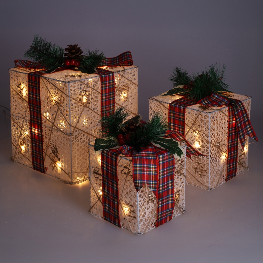 Set 3x LED regalo di Natale 48xLED/3,6W/230V IP44 bianco caldo